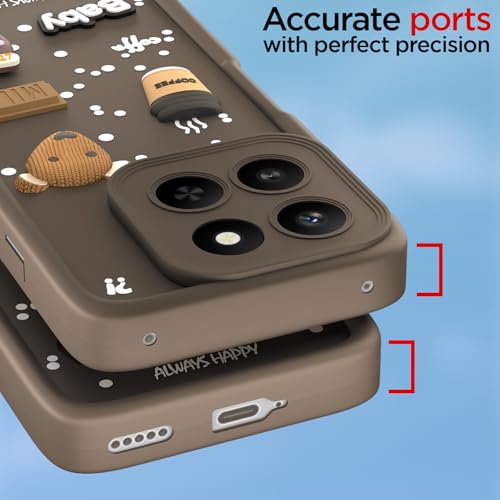 Image of Pikkme Back Cover for Honor X7d 5G | 3D Bear Silicone Cute & Fun Coffee Cartoon | Full Body Protection Bumper Case (Brown)
