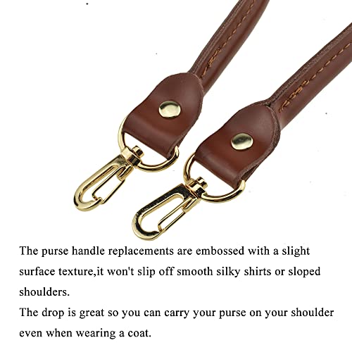 Image of Hahiyo Purse Handle Replacement Cowhide Leather Handle Strap Shoulder Handbag Tote Belt Lobster Swivel Clasp Buckle Sturdy Easy Clip on Attach Stay on Not Slip off Not Leave Mark on Body 15.7inch 2PCS