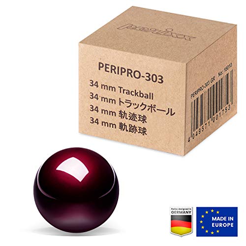 Image of PERIPRO-303GR 34mm Replacement Trackball - Glossy Red Ball for Logitech M570, MX Ergo, PERIMICE-517 /717 - Smooth Precision Control for Trackball Mice