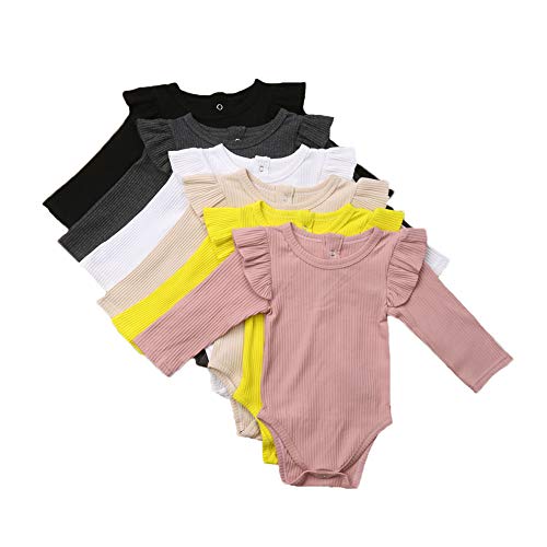 Unisex Baby Boy Girl Long Sleeve Ruffle Romper Bodysuit Jumpsuit Tops Sweatshirt Winter Fall Spring Clothes (18-24 Months, Black)