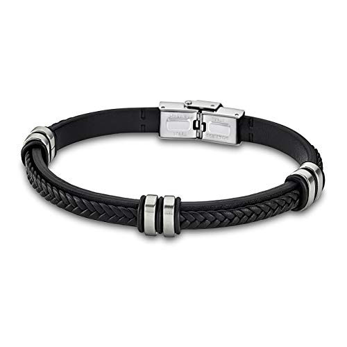 Lotus - LS1829-2/1 : Bracelet Homme Cuir et Acier - Noir