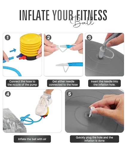 Image of ROMIX Exercise Ball, Anti-Burst Extra Thick Yoga and Birthing Ball with Pump, Non-Slip Stability Ball for Fitness, Pilates, Pregnancy, Physical Therapy, Home Gym, 55 /65 /75 cm (22 /26 /30 in)