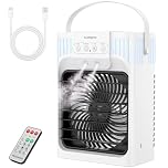 Portable Air Conditioners, 4 in 1 1200ML Personal Air Conditioner, Evaporative Air Cooler Fan with Remote, 7 RGB Light Modes, 3 Speeds & 2-8H Timer for Bedroom,Car,Nightstand, Office, Dorm, RV