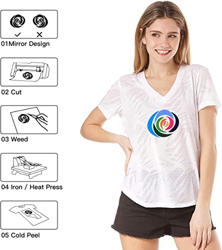 Image of HTVRONT HTV Vinyl Rolls Heat Transfer Vinyl - 12 inch x 20ft Orange HTV for Shirts, Iron on Vinyl for All Cutting Machines - Easy to Cut & Weed for Heat Transfer Design (Orange)