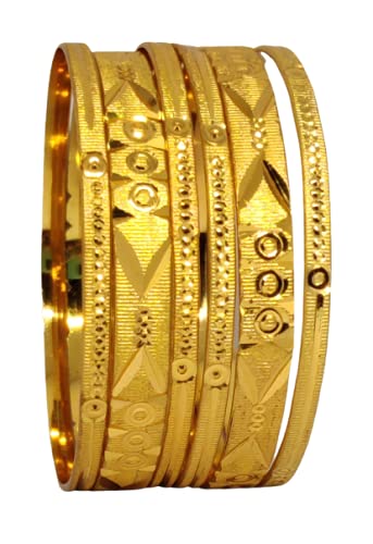 Maauli Fashions-Micro gold plated-non precious metal traditional fashion golden bangles-Set of 6 (2.4) (B098TTDHBZ) Amazon Price History, Amazon Price Tracker