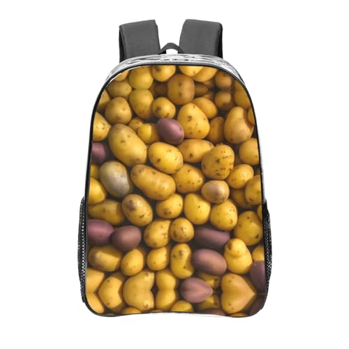 Sac à dos transparent noir à motif pommes de terre, taille unique pour le sport et le travail