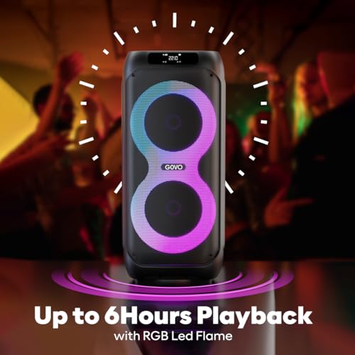 Image of GOVO Goloud 980 with 160W Party Speaker with Wireless Mic, Up to 6 hrs Playtime, TWS Mode, Bluetooth v5.3, AUX Port, & USB (Platinum Black)