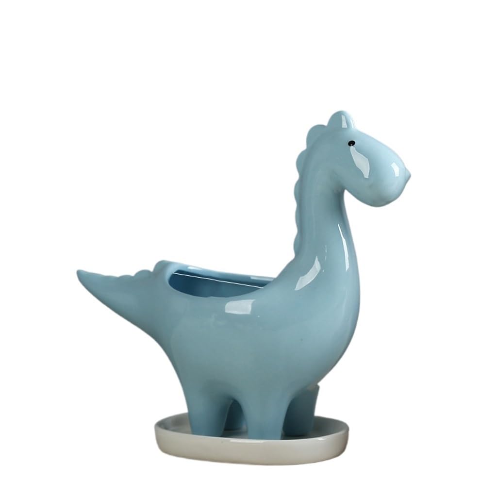 GELASIGE Flower Pots Creative Succulent Flowerpots, Animal Dinosaur Ceramic Flowerpots, Desktop Decorations Outdoor Flower Pots(C)