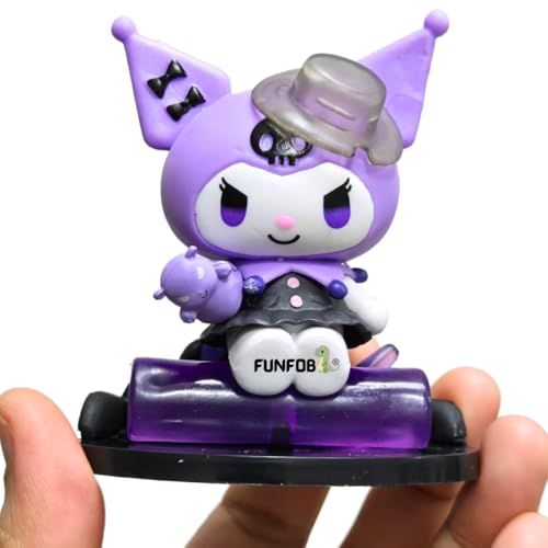 Image of FUNFOB Kuromi Action Figure Height - 7.5cm to 8.5cm Sanrio Toys Kuromi Figurine PVC Multicolour | Kuro-mi Holoween Black Hat