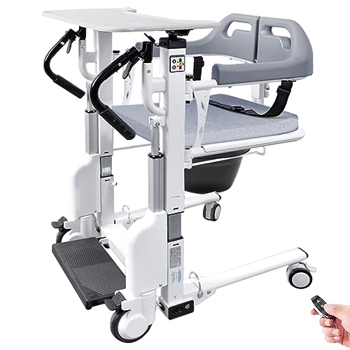 電動患者リフトトランスファーチェア、ポータブルトランスポート車椅子、4イン1患者リフト車椅子、360°サイレントユニバーサルホイール