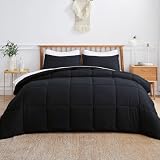 Picture of MAPLE DOWN Soft King Comforter Size Duvet Insert-Down Alternative Comforter with Corner Tabs-Lightweight Fluffy Breathable Machine Washable (Black,106"x90")