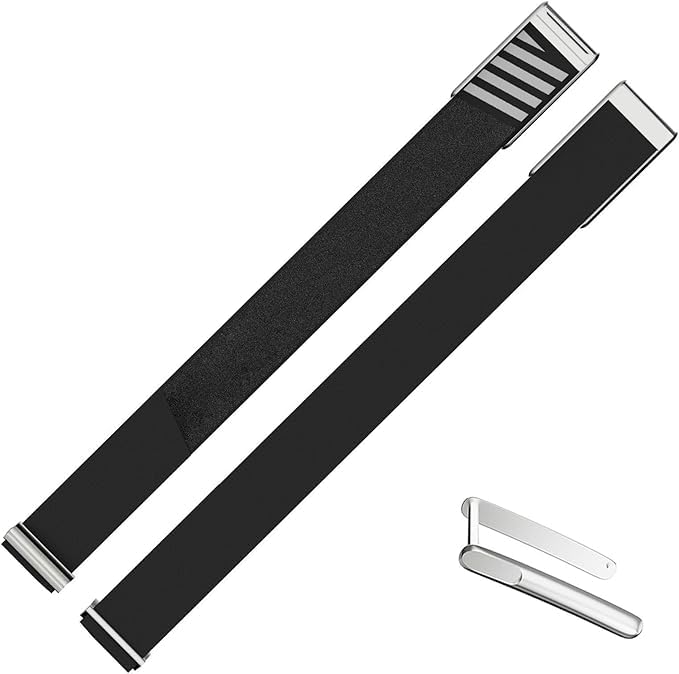 HydroKnit Bicep Band Strap Universally Compatible with WHOOP 5.0/MG One Peak and Life Trackers - Stylish & Waterproof Strap with Shiny Steel U connector (Black with silver shiny conector Size=6to9)