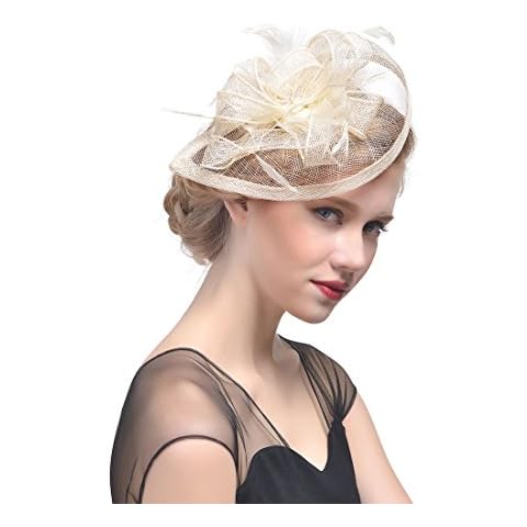 Tocado Sombrero de Malla de Plumas Velo de Malla Sombrero de Fiesta Cover