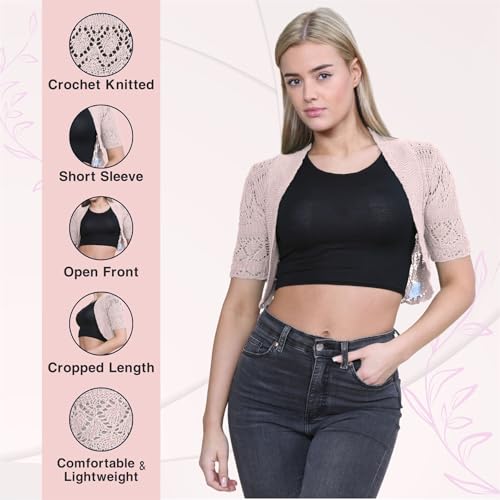 Chaqueta corta de ganchillo mujer para vestidos de fiesta nudo 5