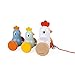 Janod - Classic Pull Along Wooden Hen and Chicks - Ages 18 Months+ - J08259