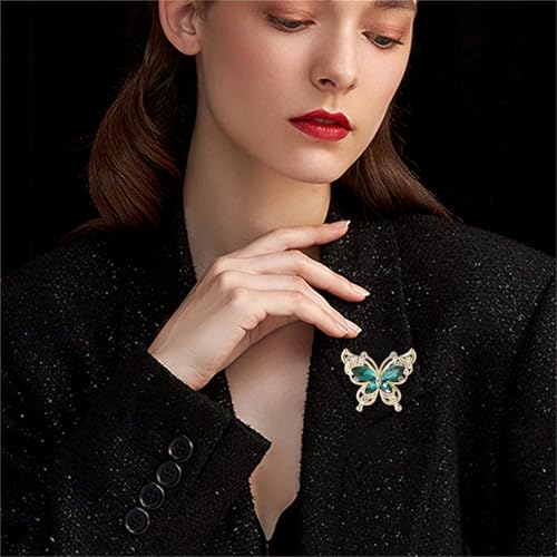 Image of coadipress Butterfly Brooch Pins Chic Romantic Elegant Rhinestone Crystal Insect Brooch Pin Women Corsage Scarf Shawl Clothing Accessories Wedding Party Banquet