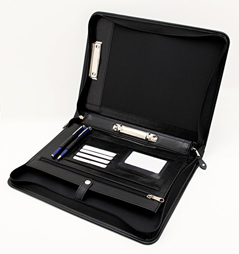 Noda Faux Pu Leather Business Padfolio Presentation Meeting Conference A4 Folder 2 Ring Binder Portfolio Clipboard (Black) #TOP1