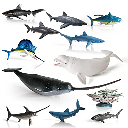 BRETOYIN Ocean Sea Animals Set Fish Toys 12PCS Sea Creatures