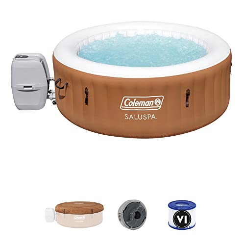 Coleman Ponderosa Saluspa 2 To 4 Person Inflatable Round Outdoor Hot Tub Spa With 120 Soothing Airjets, Filter Cartridges, And Insulated Cover, Orange #TOP13