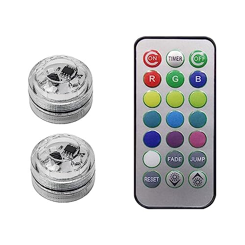 tuwiwol Kabellose LED Umgebungslicht Fernbedienung, Auto Fuß, bunte, wasserdichte, leuchtende Lampe, Aquarium Party Dekoration, 2 Lichter