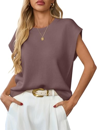 Image of GREAIDEA Womens Sleeveless Sweater Vest Crewneck Cap Sleeve Knit Tops Trendy 2026 Summer Spring Business Casual Shirts