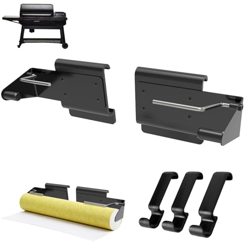 DcYourHome Paper Towel Holder Rack for Traeger P.A.L. Pop-And-Lock Grills Accessory, with 3PCS Hooks for Traeger Timberline XL,Ironwood,Flatrock, Grill Parts for BAC643 BAC644 BAC614 TFB61RLG TBB86RLG