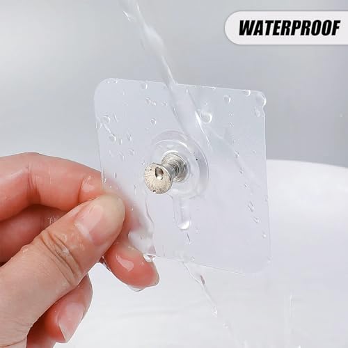 Image of 20 PCS Adhesive Hooks Heavy Duty, Wall Hooks for Hanging, Seamless Screws for Wall Mount, No-Trace Sticker Frame Hangers Without Nails for Mount Wall Shelf，for Kitchen，Home，Office Self Adhesive Hooks