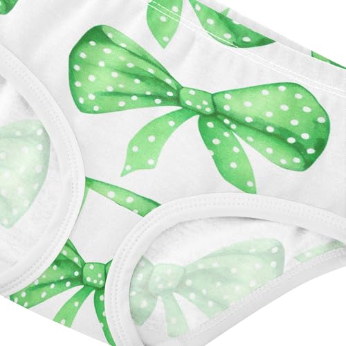Watercolor Green Bows White Dots Panties for Girl Toddler Underwear Floral Cotton Funny Briefs Girls Undies 2t4