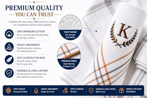 Image of GOLU MOLU Cotton White Formal Handkerchief Pack Of 6 | Office Travel Daily Use | Custom Initial Design | Free Size | Cotton Fabric | Customised N95 Mask Included