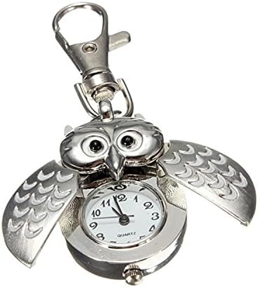 ODETOJOY Flip Open Owl Keychain Watch Pendant Tortoise Car Heilicopter Pocket Watch with Key Ring image 3