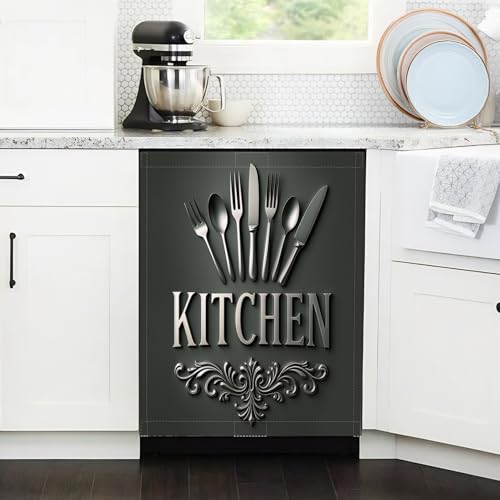 Black Kitchen Dishwasher Magnet Cover, 23x26 in Farmhouse Dishwasher Magnetic Covers Kitchen Decor Dishwasher Magnets Refrigerator Magnet Cover Fridge Panel Decal by Nokqnup - Used condition - Image 4