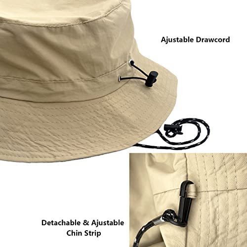 Image of woogwin Waterproof Bucket Rain Hat with Chin Strap Quick Dry Packable Boonie Sun Hat Safari Hat UV Protection