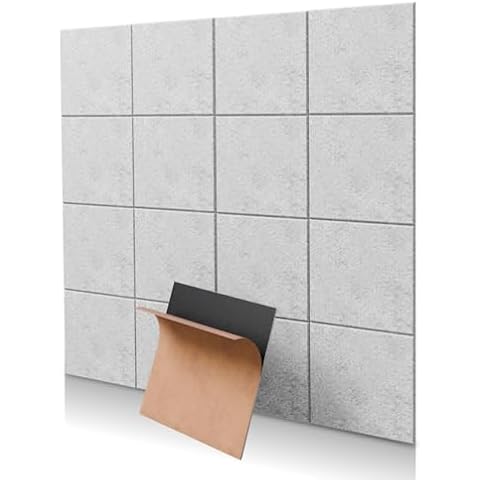 18 Pack Grey Square Self-Adhesive Acoustic Panels-12"X12"X 0.4" Soundproof Wall Panels, High-Density Sound Absorbing for Studios, Offices, and Home Theaters Cover