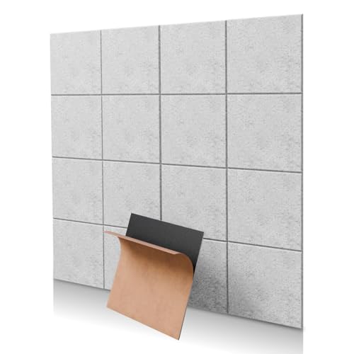 18 Pack Grey Square Self-Adhesive Acoustic Panels-12"X12"X 0.4" Soundproof Wall Panels, High-Density Sound Absorbing for Studios, Offices, and Home Theaters