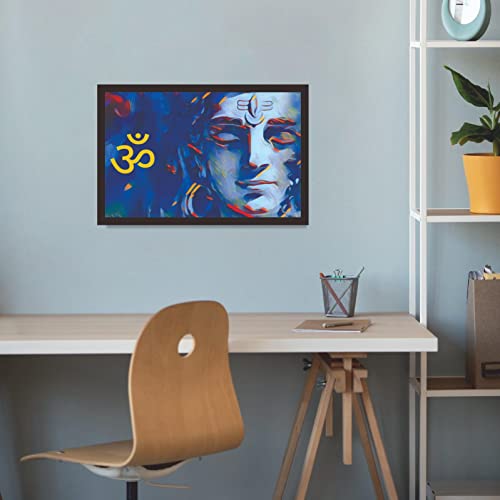 Image of Mad Masters Lord Shiva Hindu God Shiv Bhagwan Painting Hanging Photo Frame Decorative Item for Living Room, Bedroom, Home Decor and Wall Decoration (MM 2100, 30.5L x 20.3W cm, Canvas, Without Plexi Glass)