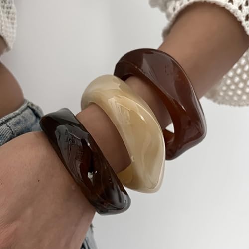 Acrylic Resin Chunky Bangle Bracelets for Women Resin Irregular Bangle Wrap Bracelete Acrylic Bangles Irregular Geometric Plastic Bracelets for Women4