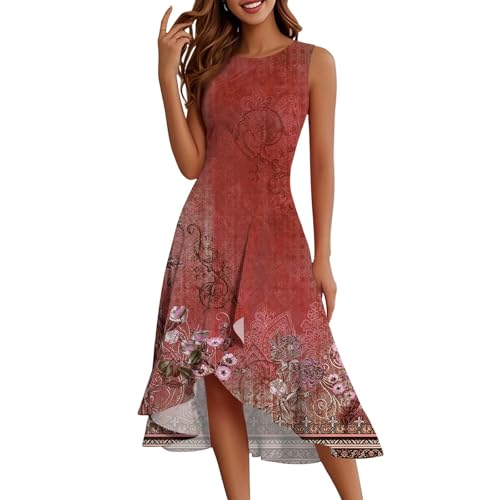 Sommerkleid Damen Lang Kleid Schwingendes Elegantes Kleider Blumenmuster Geblümt Sommerkleider Muster Bedruckt Strandkleid Midilänge Wickelkleid...