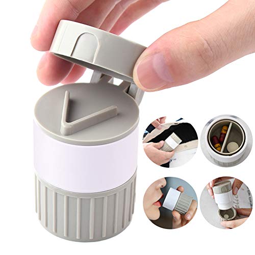 Podinor Pill Cutter Splitter, Vitamin Tablet Splitter Crusher, Multifunction 3 in 1 Medicine Grinder with Small Pill Box Container