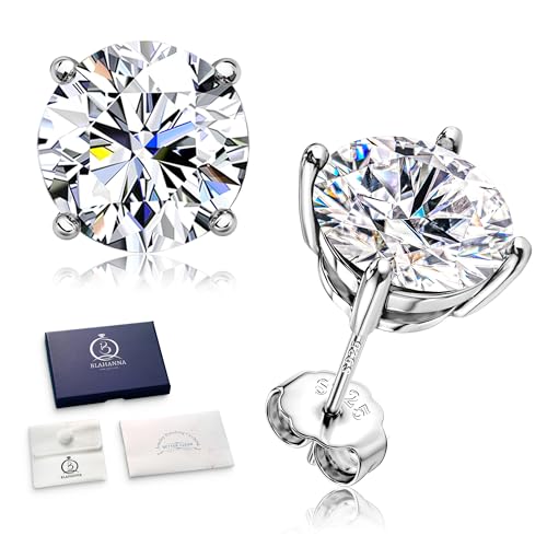 Moissanite Stud Earrings 18K White Gold Plated Brilliant Round Cut D Color VVS1 Clarity Lab Created Moissanite Earrings Sterling Silver Earring Hypoallergenic Earrings for Women Men 1