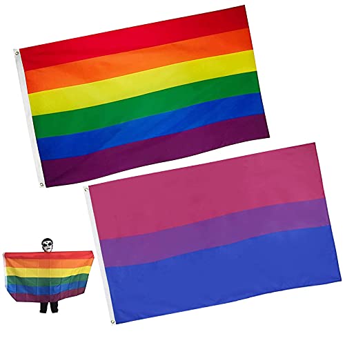 Zeaye 2pcs 3x5 Fuß Regenbogenfahne - Lebendige Farbe und UV-beständig - Leinwandkopf und doppelt genäht - Gay Pride Banner Flags.