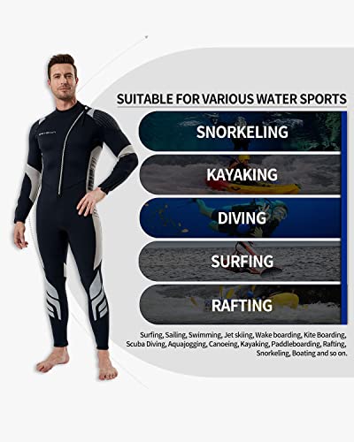 Image of Seaskin Wetsuit Men Women 3mm Neoprene Full Body Diving Suits Front Zip Wetsuit for Scuba Diving Snorkeling Surfing Swimming (Mens Black+Gray, Large)