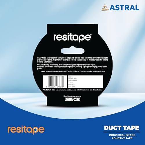 Image of RESITAPE Astral Duct tape I 5 mtr X 50 mm X 0.17 mm|Heavy Duty Multi-Purpose I Easy Tear I Strong Grip & Adhesion I High Tensile Strength I Excellent Waterproofing I Versatile use for DIY
