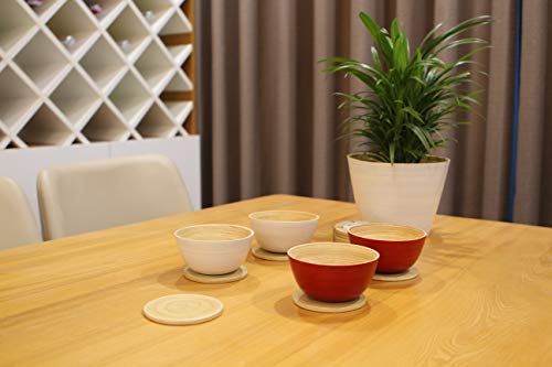 image for EUBIZ Bamboo Soup Bowl, Sauce Bowl, Fruit Mixing Bowl Set, Eco Friendl