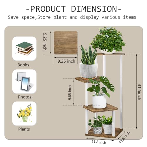 MUAEEOK Plantenstandaard 4-laags metalen bloemenplank voor binnen voor meerdere planten, hoekhoge bloemhouders voor terras, tuin, woonkamer, balkon, slaapkamer (4 niveau-wit) - Afbeelding 5