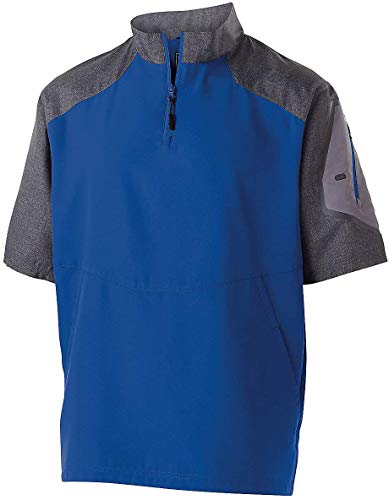 Image of Holloway Unisex Ultra-Lightweight Aero-TecO Raider Short-Sleeve Warm-Up Pullover-Carbon PRT /Blck