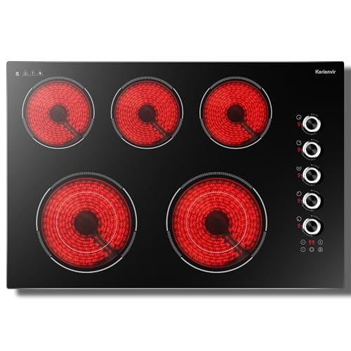 30 Inch Electric Cooktop 5 Burner Karienvir, 8600W Built-In Electric Stove Top