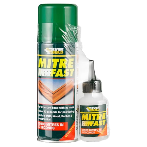 Everbuild Mitre Fast Two Part Instant Bonding Kit, 50g Adhesive & 200ml Activator - Ideal for all Cornice and Profile Mitres, Trims & Picture Frames