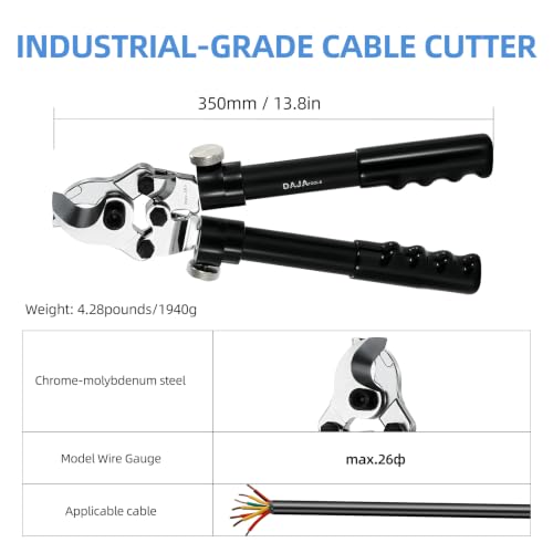 Image of Heavy Duty Cable Cutter for Copper and Aluminum up to 1-Inch 500 MCM, High Leverage Professional Wire Cutters, Manual Electrician Electrical Hand Tools