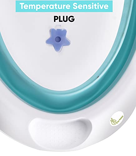Image of R For Rabbit Classic Baby Bath tub with Temperature Sensitive Plug Folding Baby Bath Tub for Kids of 0 to 3 Years Upto 20 Kgs Weight Capacity(Lake Blue)