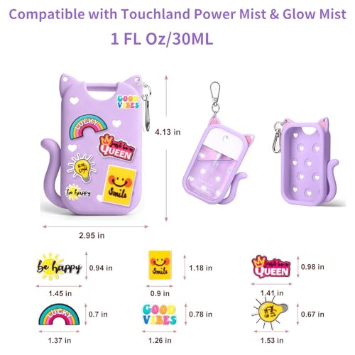 Silicone Case for Touchland Hand Sanitizer Spray, Compatible with Touchland 1 FL OZ/30ML with Keychain & 8 Charms, Cute Hand Sanitizer Travel Accessories, Mothers Day Gifts (Purple+Pink) — view 2